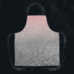 Personalisierter monogramm Vintager Glitzer glänzt Schürze<br><div class="desc">Personalisierter monogramm Vintager Glitzer glänzt pink silber gestreift schwarz</div>