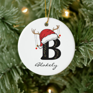 Personalisierter Monogramm-Weihnachtsschmuck für d Keramik Ornament