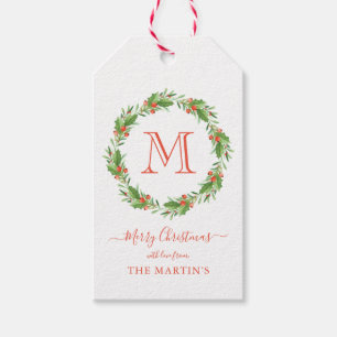 Personalisierter Monogramm-WeihnachtsWreath Geschenkanhänger