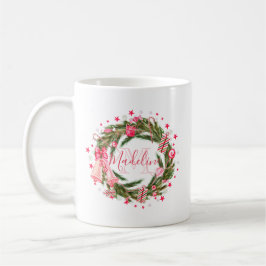 Personalisierter Monogramm-WeihnachtsWreath u. Kaffeetasse