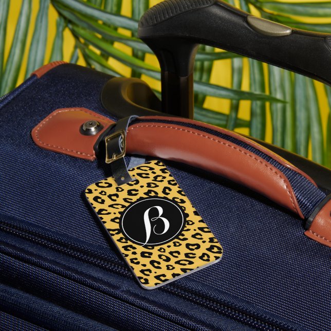 Personalisierter Monogrammleoparddruck-Gepäckumbau Gepäckanhänger (Vorderseite Insitu 1)