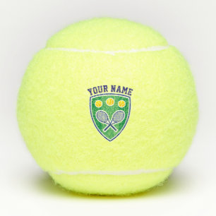 Personalisierter Monogrammname und Logogelb Tennisbälle