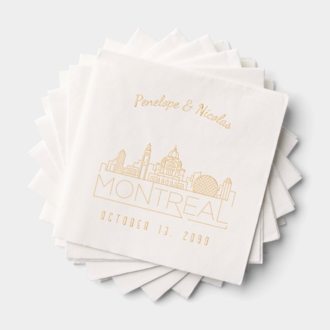 Personalisierter Montreal Wedding Napkins Gold Fos Servietten Mit Folie (Insitu (Gestapelt))
