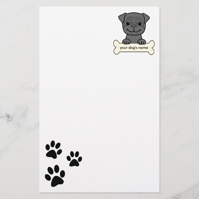 Personalisierter Mops Briefpapier (Vorderseite)