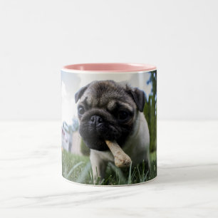 Personalisierter Mops Foto Hund Lover Zweifarbige Tasse