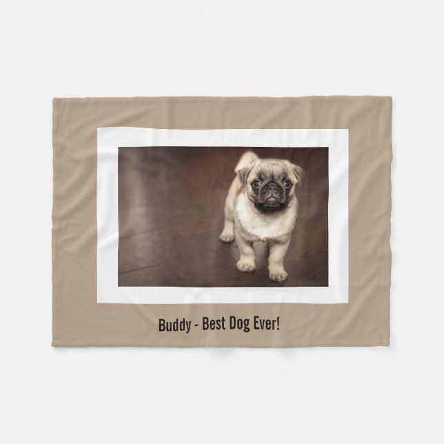 Personalisierter Mops Hund Foto und Ihr Mops Hunde Fleecedecke (Vorderseite (Horizontal))