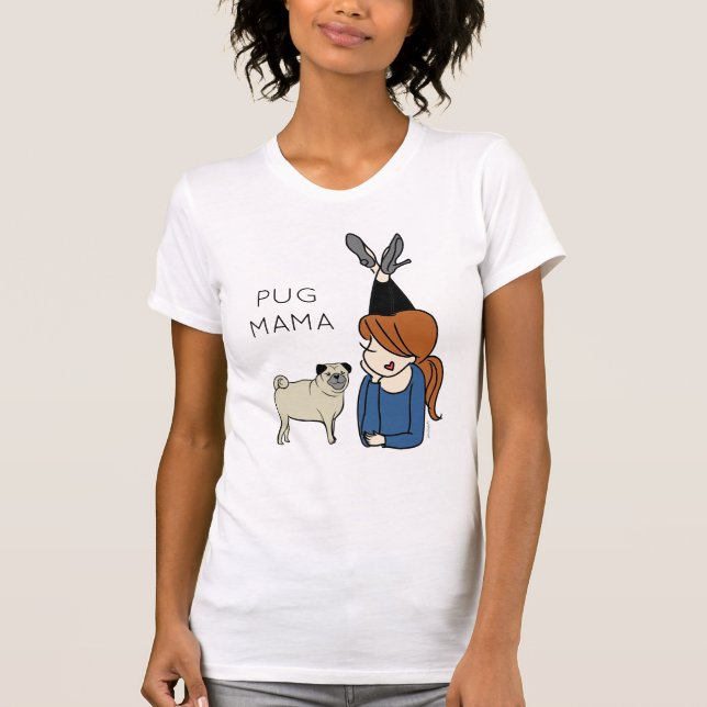 Personalisierter Mops Mama T - Shirt (Vorderseite)