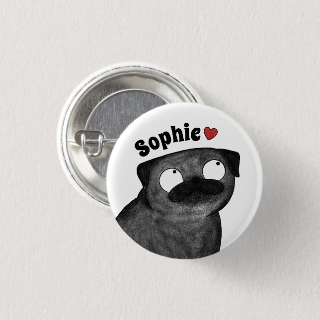 Personalisierter Mops-Name-Button, benutzerdefinie Button (Vorne & Hinten)