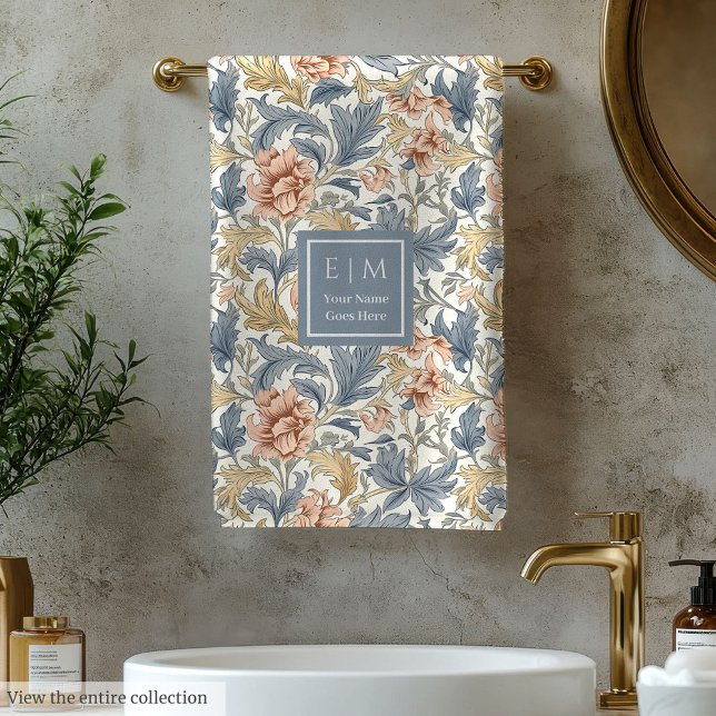 Personalisierter Morris Stil Jugendstil Art Nouvea Badhandtuch Set (Personalized Morris Style Art Nouveau Floral Art Bath Towel Set)