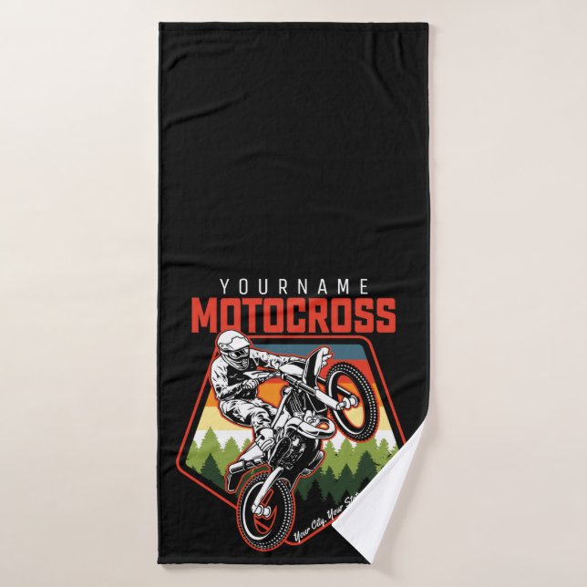 Personalisierter Motocross Racing Dirt Bike Trail Badhandtuch Set (Badehandtuch)