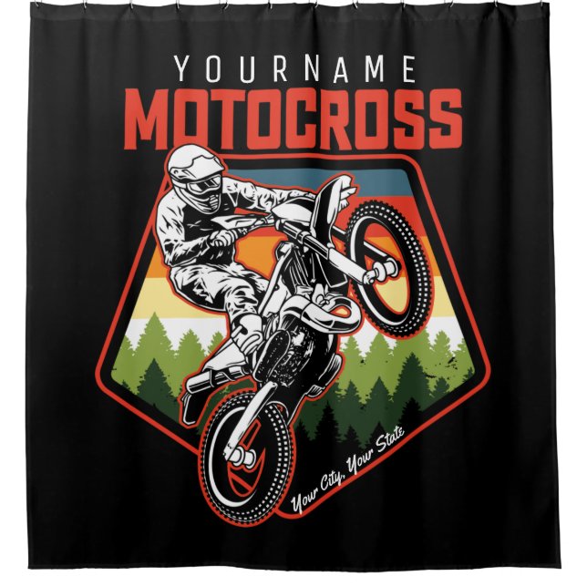 Personalisierter Motocross Racing Dirt Bike Trail Duschvorhang (Vorderseite)