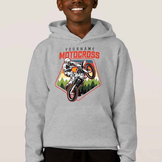 Personalisierter Motocross Racing Dirt Bike Trail Hoodie (Vorderseite)
