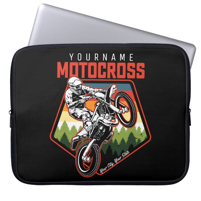 Personalisierter Motocross Racing Dirt Bike Trail Laptopschutzhülle (Vorderseite)