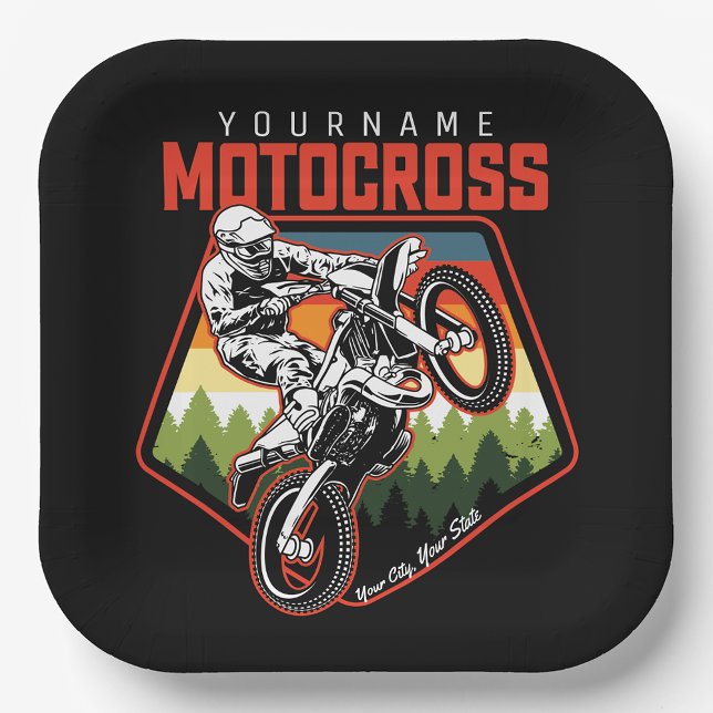Personalisierter Motocross Racing Dirt Bike Trail Pappteller (Von Creator hochgeladen)