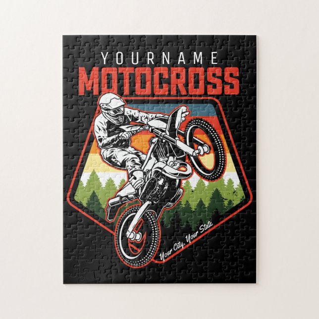 Personalisierter Motocross Racing Dirt Bike Trail Puzzle (Vertikal)