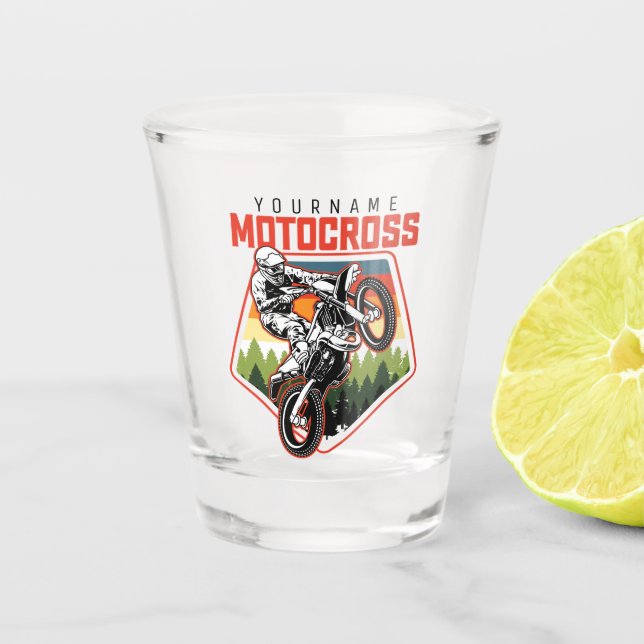 Personalisierter Motocross Racing Dirt Bike Trail Schnapsglas (Vorderseite)