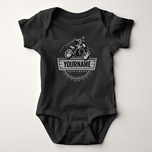 Personalisierter Motocross Rider Dirt Bike Racing Baby Strampler (Vorderseite)