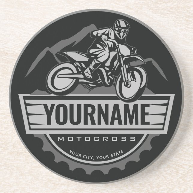 Personalisierter Motocross Rider Dirt Bike Racing Getränkeuntersetzer (Vorne)