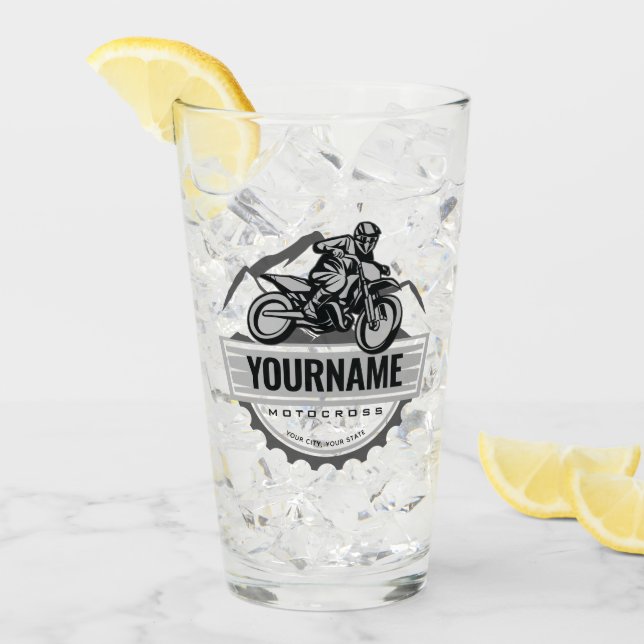 Personalisierter Motocross Rider Dirt Bike Racing Glas (Vorderseite Ice)