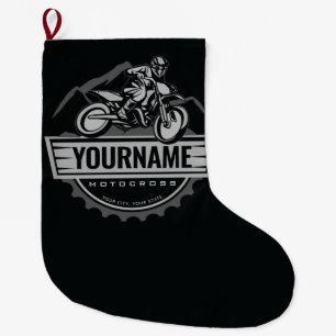 Personalisierter Motocross Rider Dirt Bike Racing Großer Weihnachtsstrumpf