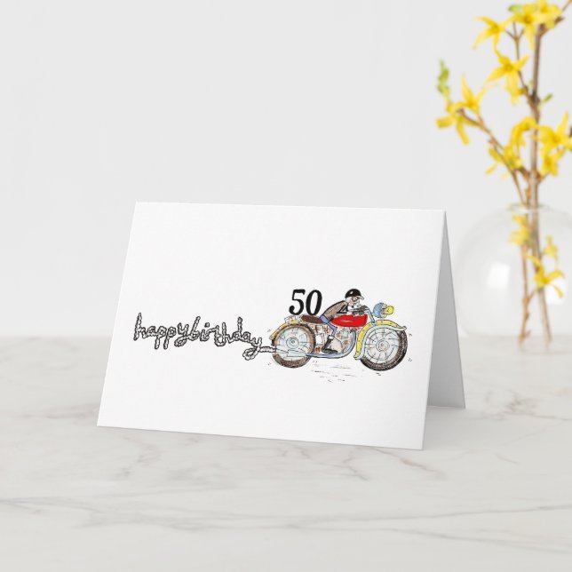 Personalisierter Motorrad-Geburtstag Karte (Gelbe Blume)