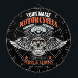 Personalisierter Motorradladen Dartscheibe<br><div class="desc">Personalisierte Biker Flying Skull Motorrad Speed Shop Garage Design - Passen Sie Ihren Namen oder Ihren eigenen Text an.</div>