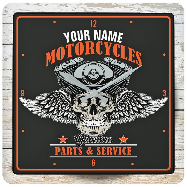 Personalisierter Motorradladen Quadratische Wanduhr (Von Creator hochgeladen)