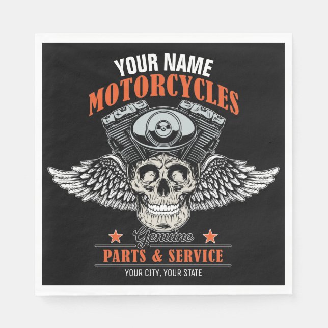 Personalisierter Motorradladen Serviette (Vorderseite)