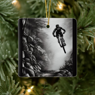 Personalisierter Mountainbike Stift Weihnachten Keramikornament