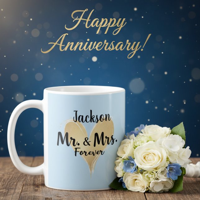 Personalisierter Mr. & Mrs. Forever Becher Kaffeetasse (Von Creator hochgeladen)
