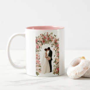 Personalisierter Mr & Mrs Hochzeitsbecher - Benutz Zweifarbige Tasse