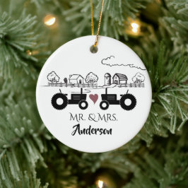 Personalisierter Mr. & Mrs. Tractor Farm 1. Weihna Keramik Ornament