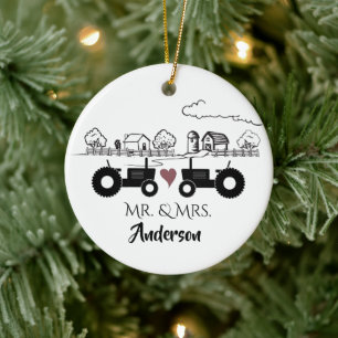 Personalisierter Mr. & Mrs. Tractor Farm 1. Weihna Keramik Ornament