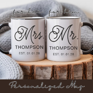 Personalisierter Mr und Mrs Becher Hochzeitsgesche Tasse