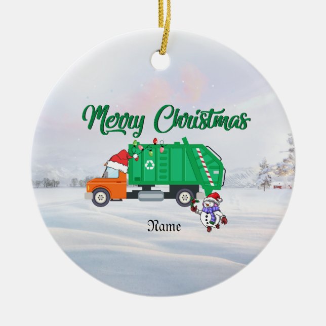 Personalisierter Müllwagen Weihnachtsschmuck (Vorne)