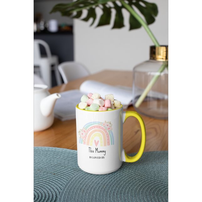 Personalisierter Mums Regenbogen- & Blumenbecher Tasse (Von Creator hochgeladen)