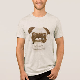 Personalisierter mürrischer AFICIONADO-Pug-Cigarre Tri-Blend Shirt