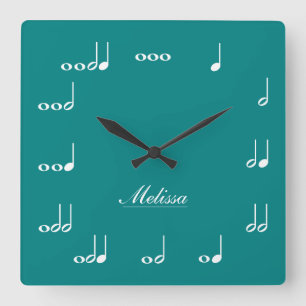 Personalisierter Musiknoten Quadratische Wanduhr