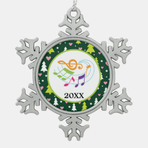Personalisierter Musiknoten und Personal-Chor oder Schneeflocken Zinn-Ornament