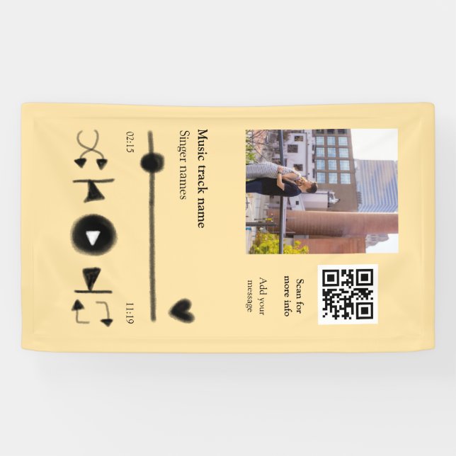 Personalisierter Musikplayer Liebespaar QR-Code Te Banner (Horizontal)