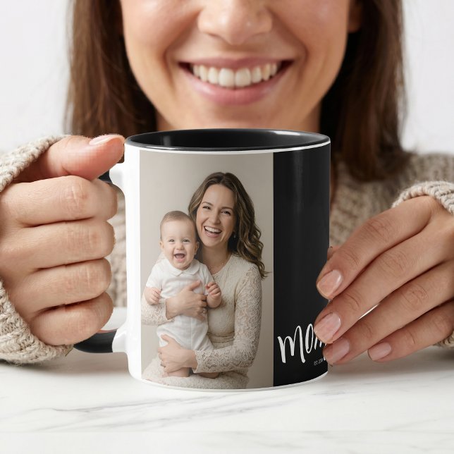 Personalisierter Mutter-Foto-Jahr-Established-Kaff Tasse (Von Creator hochgeladen)
