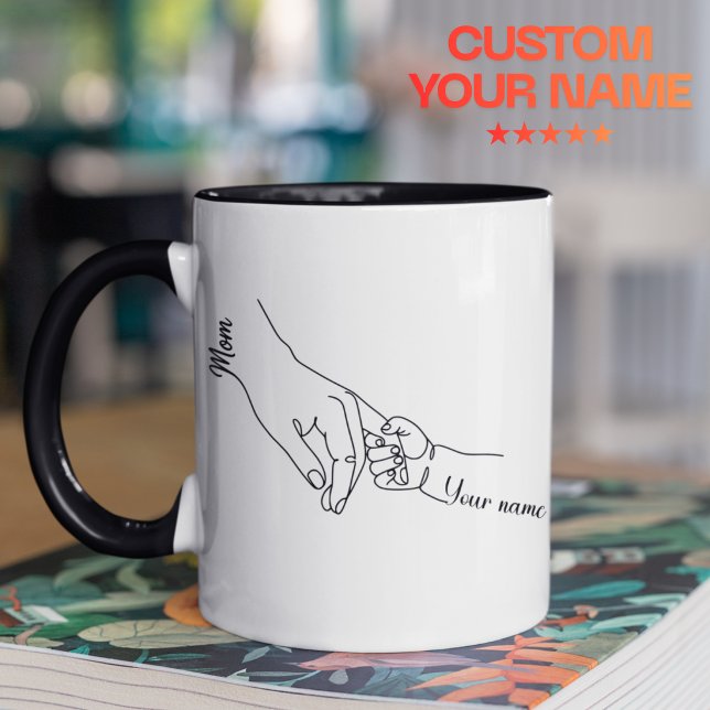Personalisierter Mutter-und-Kind-Linienkunst-Beche Tasse (Von Creator hochgeladen)