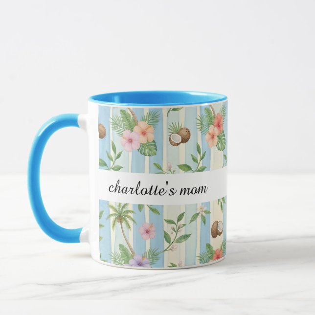 Personalisierter Mutterbecher Tropisches Blumenmus Tasse (Links)