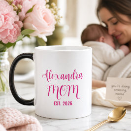 Personalisierter Muttername Established Pinkschrif Verwandlungstasse