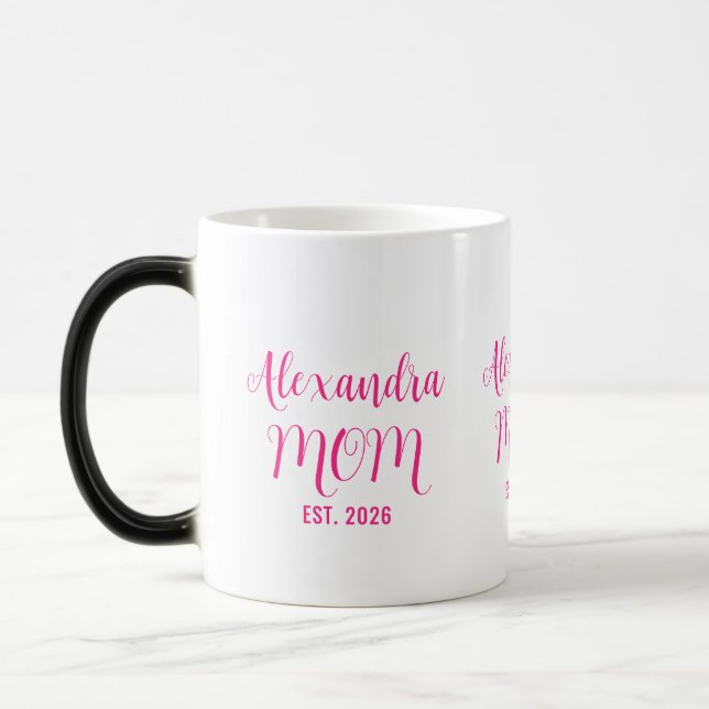 Personalisierter Muttername Established Pinkschrif Verwandlungstasse (Links)
