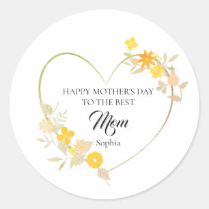 Personalisierter Muttername Muttertag Florales Her Runder Aufkleber