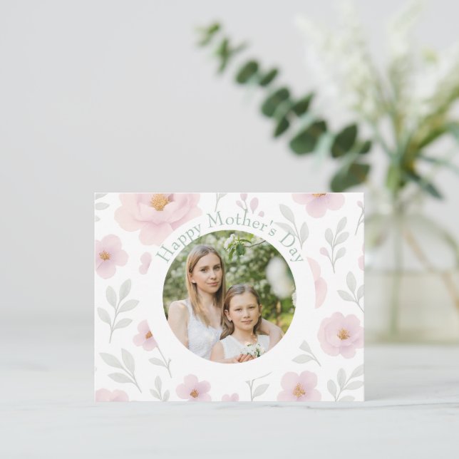 Personalisierter Muttertag - Pastellfarben - Blume Feiertagskarte (Stehend Vorderseite)