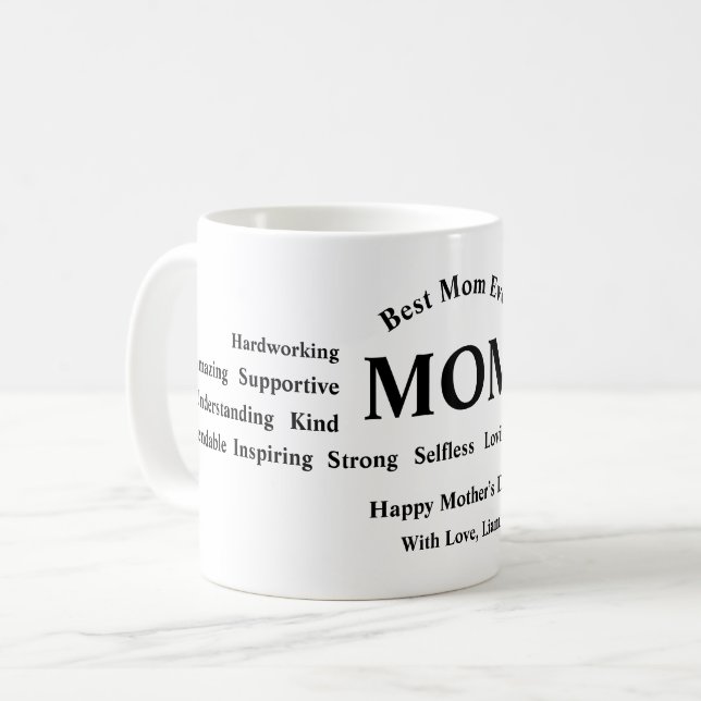 Personalisierter Muttertagsbecher Kaffeetasse (Vorderseite Links)