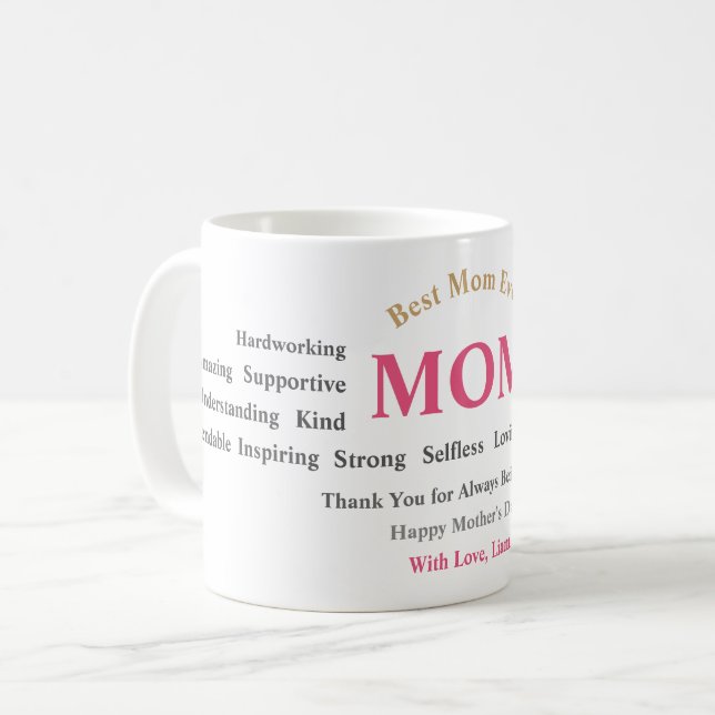 Personalisierter Muttertagsbecher Kaffeetasse (Vorderseite Links)