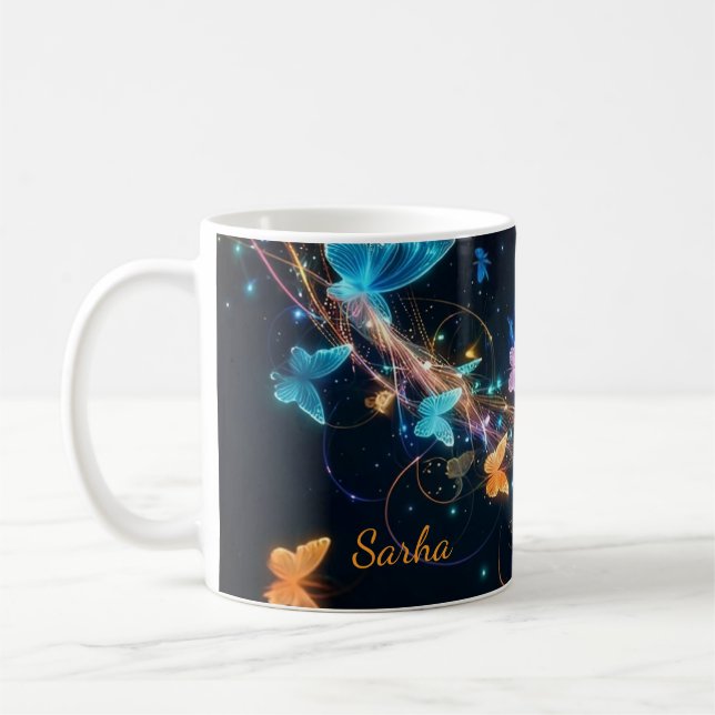 Personalisierter Mystischer Schmetterlingsbecher Kaffeetasse (Links)